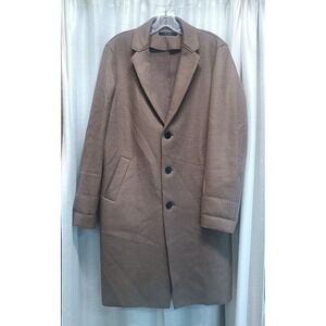 Zara‎ Man Size M Wool Blend Brown Single Breasted Long Overcoat Trench Coat